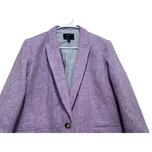 J.Crew Parke Chantal Herringbone Wool Blazer Womens 20 2X Purple Tweed Preppy - Picture 9 of 16